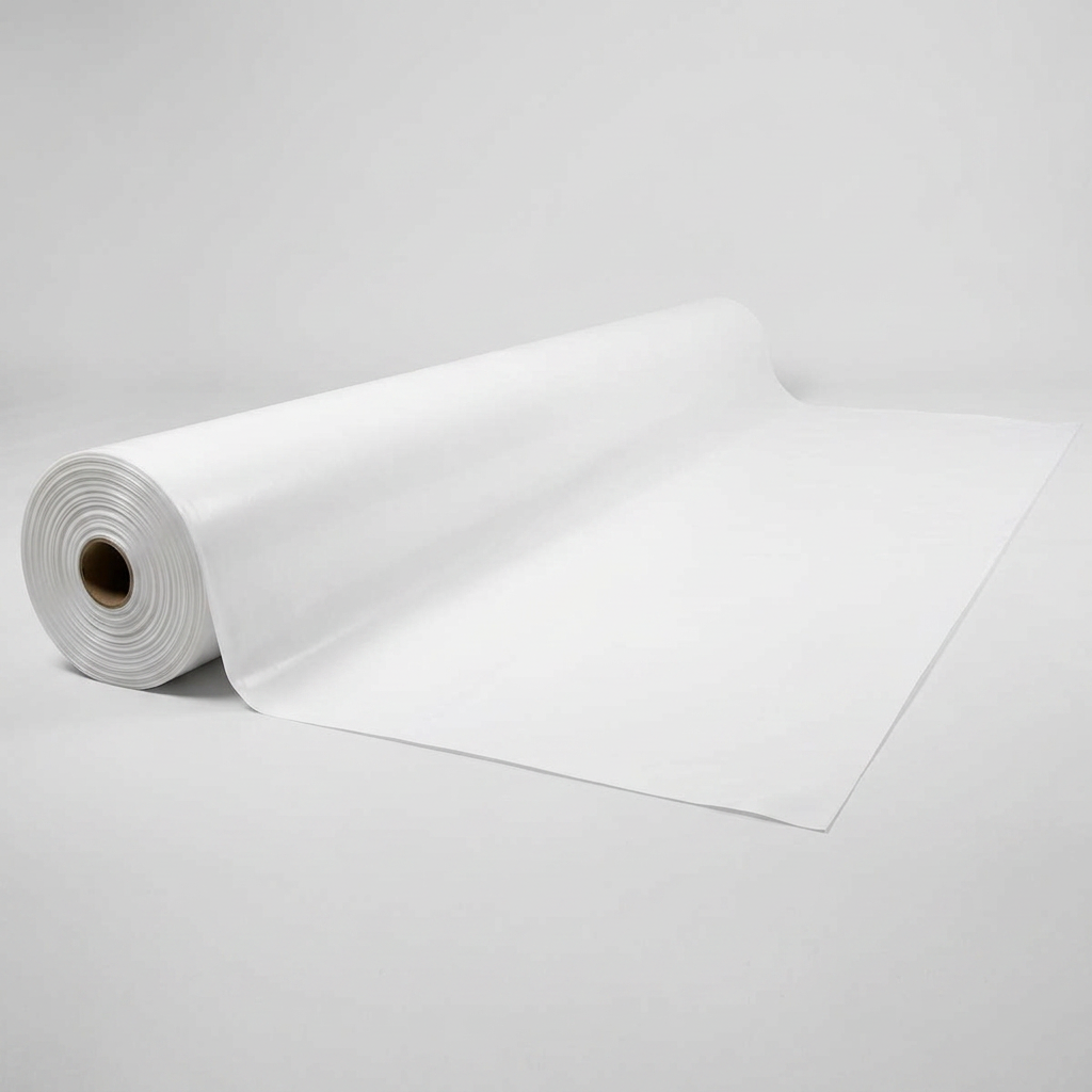 100 Ft Slip and Slide: the roll of plain white heavy-duty plastic slip and slide sheeting